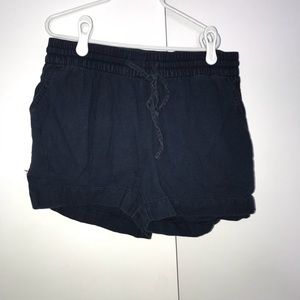 Mid-Rise Linen-Blend Shorts (Navy)